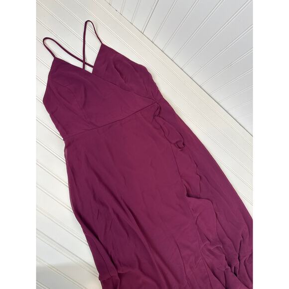 NWT Lulus In Love Forever Plum Lace-Up High-Low Maxi Dress Wedding Prom Size XL - Picture 6 of 8